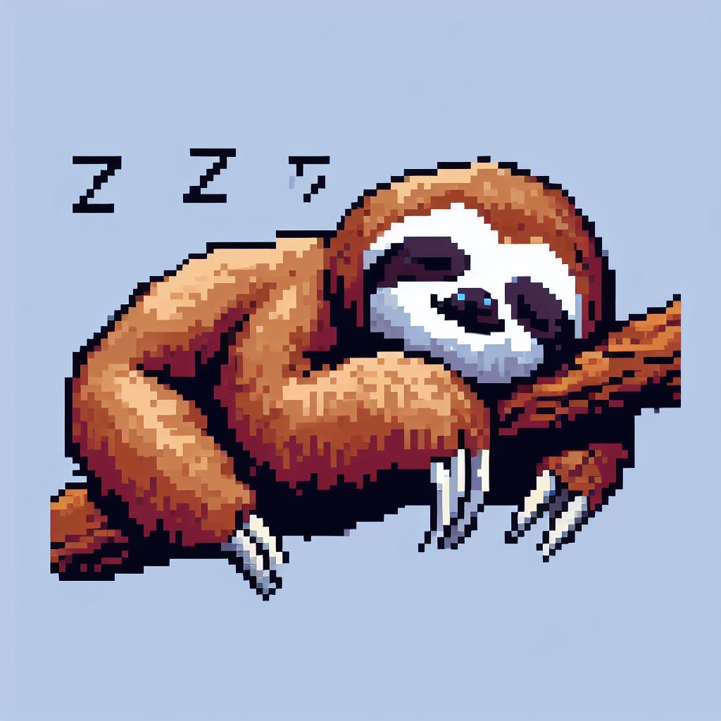 sleepy giant sloth in pixel art style